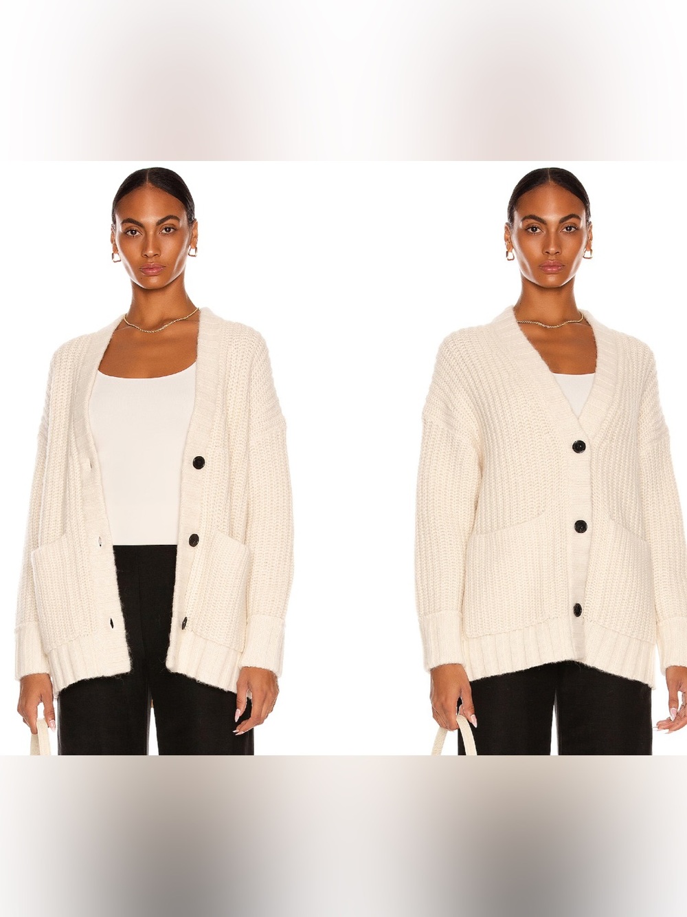 CO Crop patch pocket cardigan in Ivory
